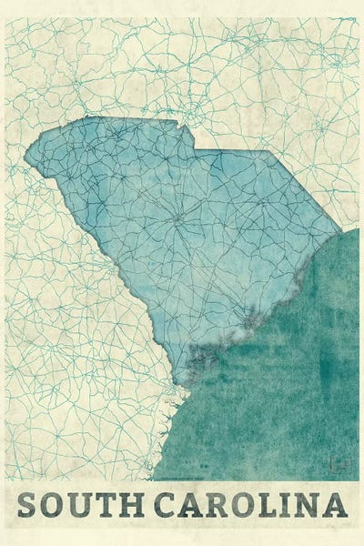Hubert Roguski: South Carolina Map by Hubert Roguski