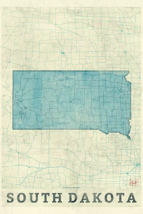 South Dakota Map by Hubert Roguski wall art