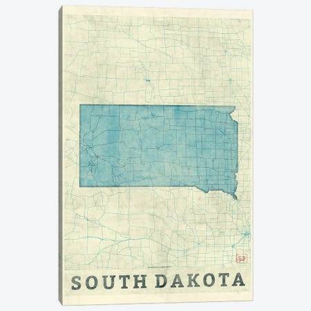 South Dakota Map Canvas Print #HUR358} by Hubert Roguski Canvas Wall Art