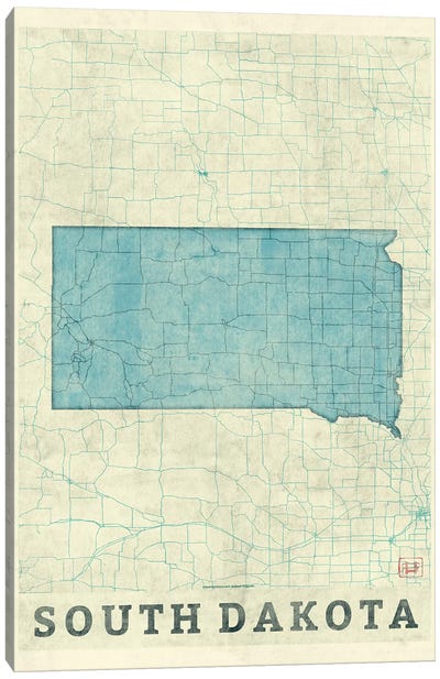 South Dakota Map Canvas Art Print - South Dakota Art