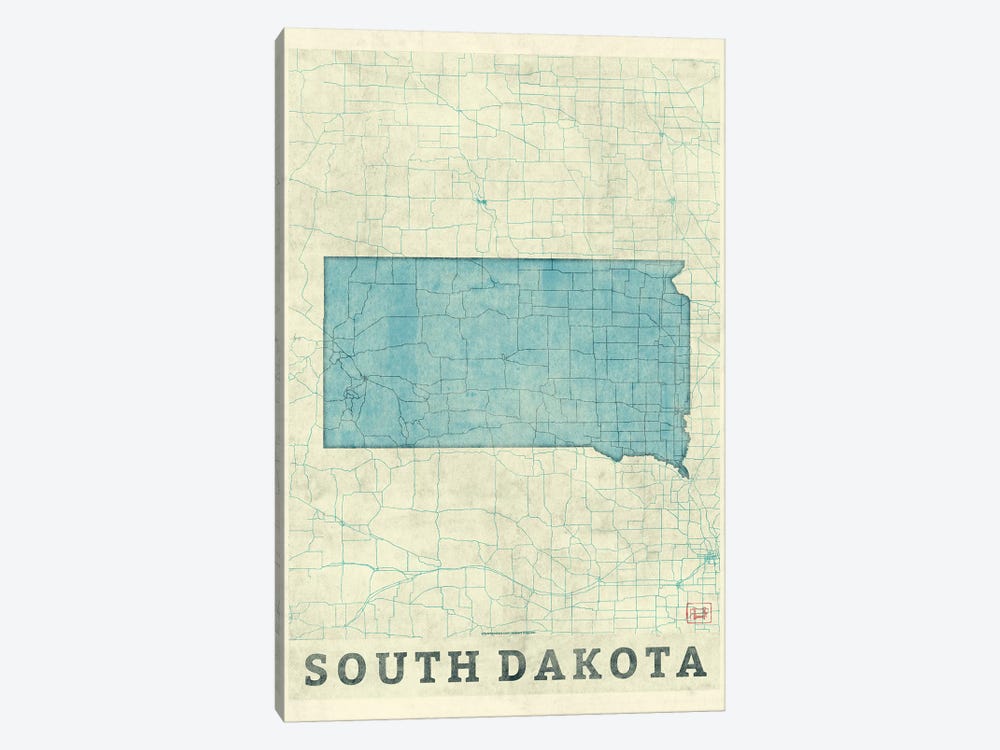 South Dakota Map by Hubert Roguski 1-piece Canvas Print