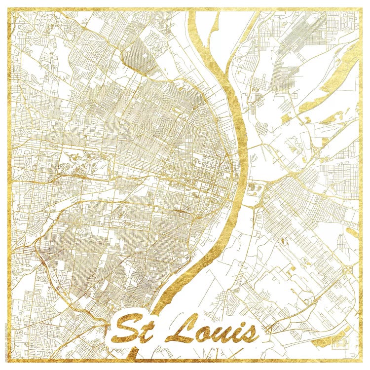 St. Louis Gold Leaf Urban Blueprint Map