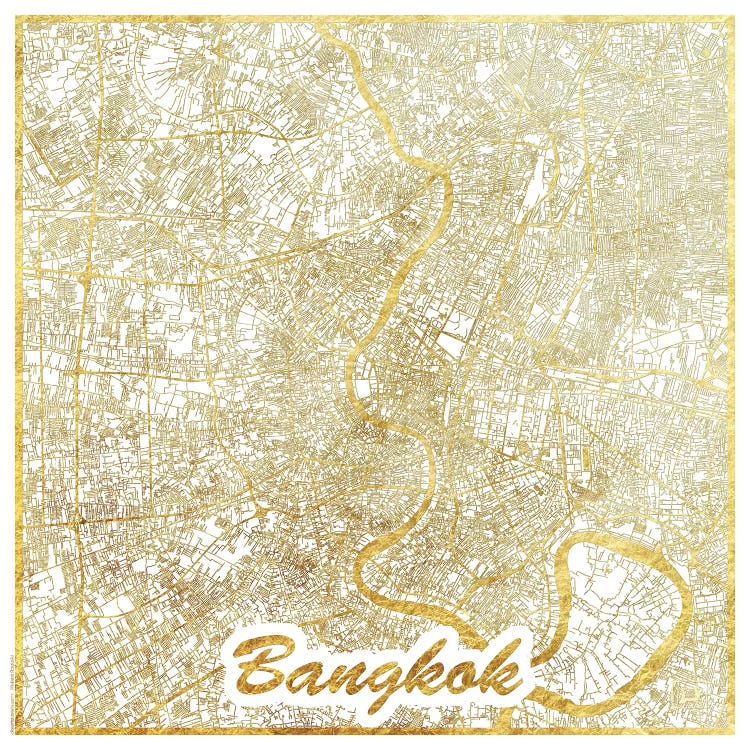 Bangkok Gold Leaf Urban Blueprint Map