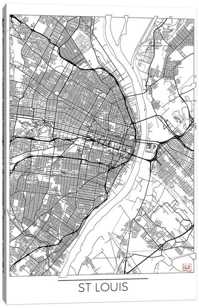 St. Louis Minimal Urban Blueprint Map Canvas Art Print - St. Louis Art