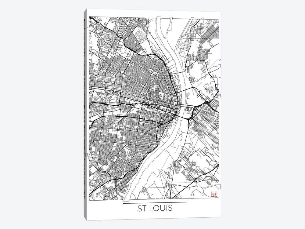St. Louis Minimal Urban Blueprint Map by Hubert Roguski 1-piece Canvas Art