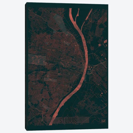 St. Louis Infrared Urban Blueprint Map Canvas Print #HUR361} by Hubert Roguski Canvas Print