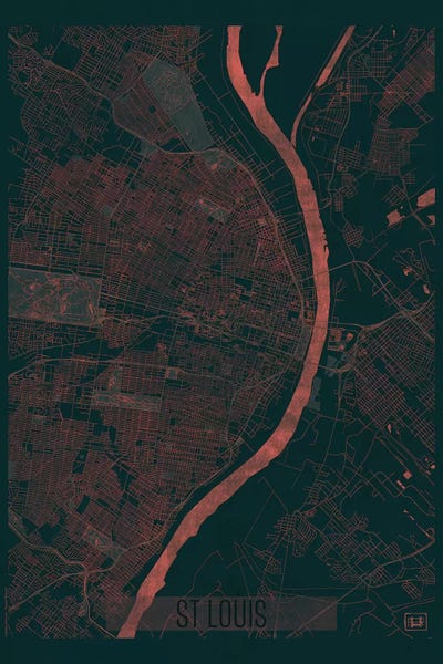 Hubert Roguski: St. Louis Infrared Urban Blueprint Map by Hubert Roguski