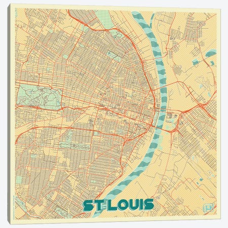 St. Louis Retro Urban Blueprint Map Canvas Print #HUR362} by Hubert Roguski Art Print