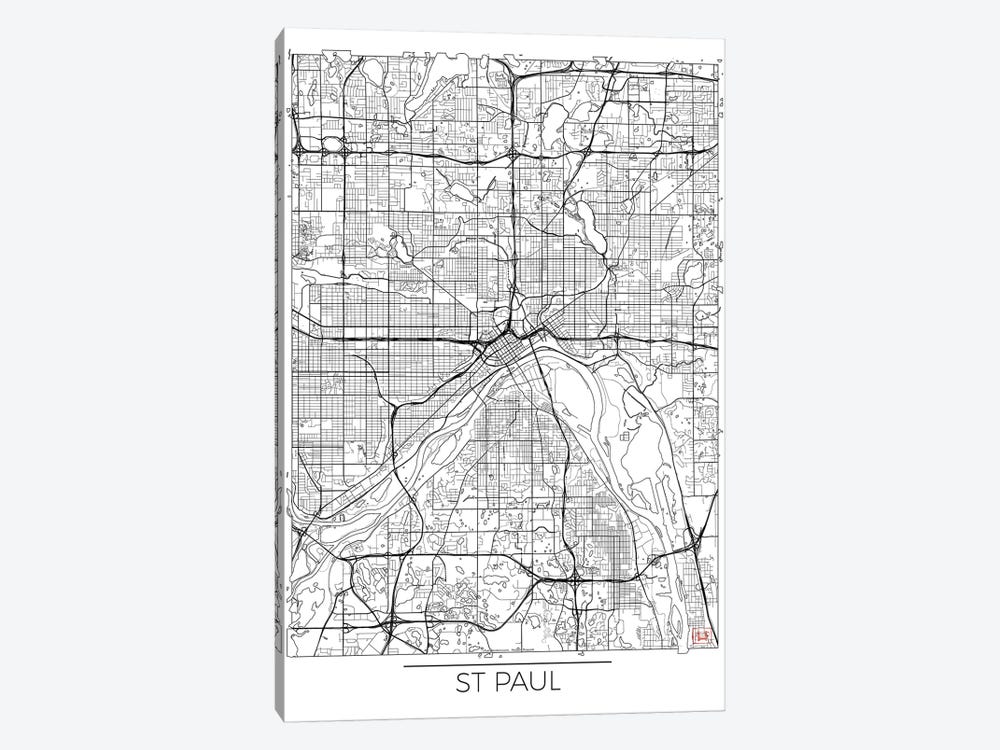St. Paul Minimal Urban Blueprint Map by Hubert Roguski 1-piece Canvas Print