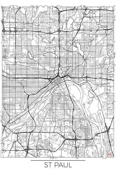 St. Paul: St. Paul Minimal Urban Blueprint Map by Hubert Roguski