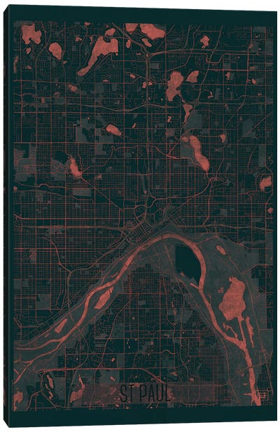 St. Paul Infrared Urban Blueprint Map Canvas Art Print - Hubert Roguski