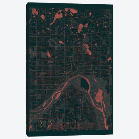 St. Paul Infrared Urban Blueprint Map Canvas Print #HUR366} by Hubert Roguski Canvas Wall Art