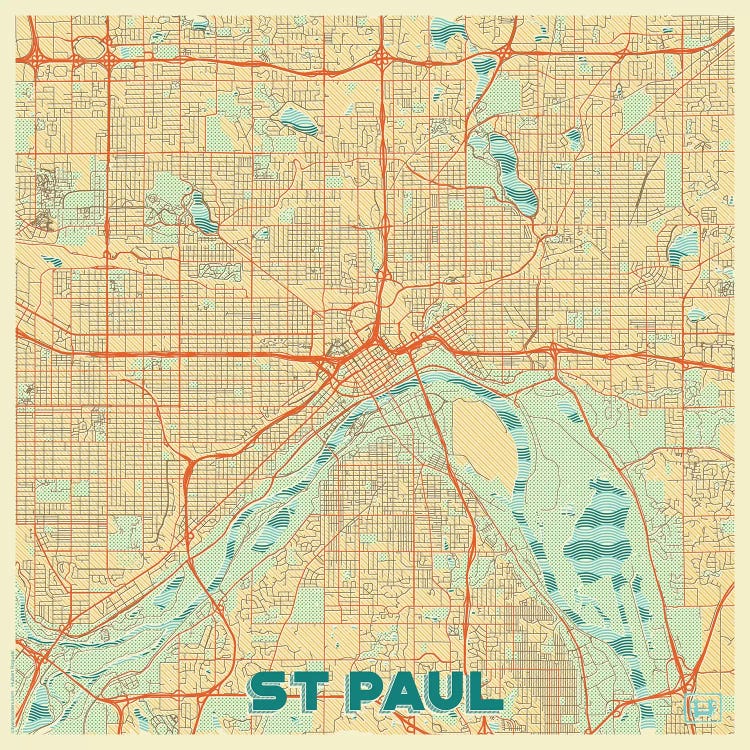 St. Paul Retro Urban Blueprint Map