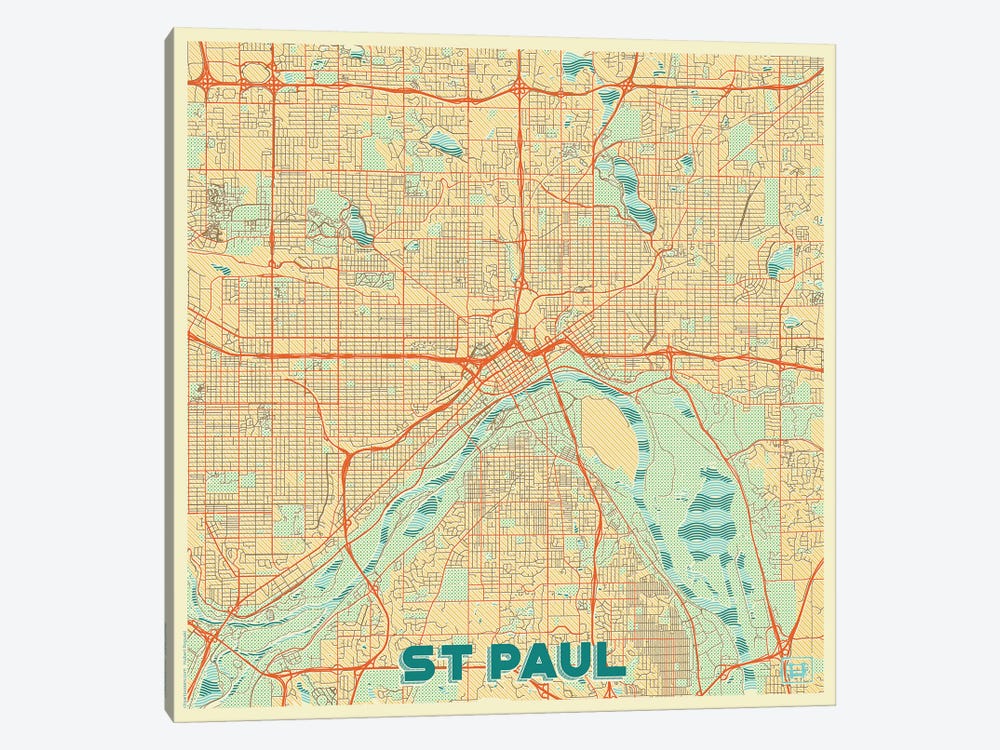 St. Paul Retro Urban Blueprint Map 1-piece Art Print