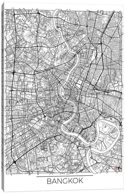 Bangkok Minimal Urban Blueprint Map Canvas Art Print - Bangkok Art