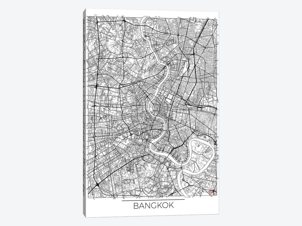 Bangkok Minimal Urban Blueprint Map by Hubert Roguski 1-piece Canvas Print