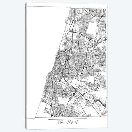 Tel Aviv Minimal Urban Blueprint Map Canvas Print #HUR370} by Hubert Roguski Canvas Wall Art