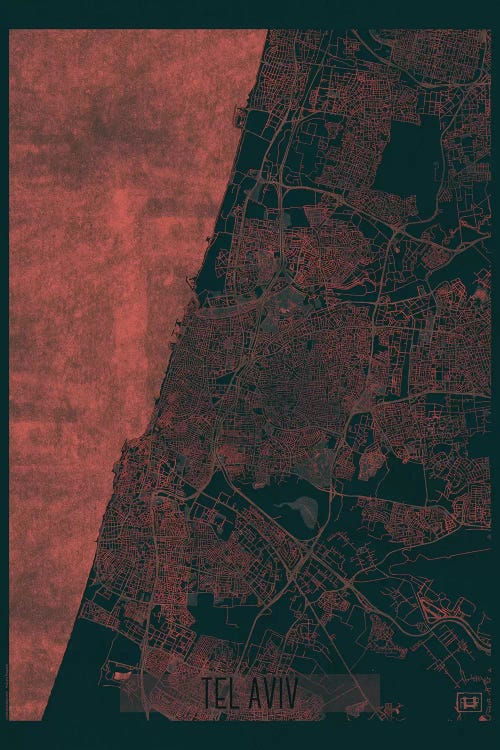 Tel Aviv Infrared Urban Blueprint Map