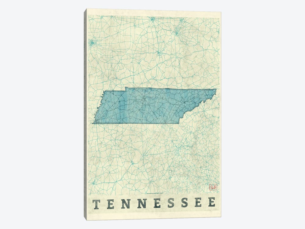 Tennessee Map by Hubert Roguski 1-piece Canvas Print