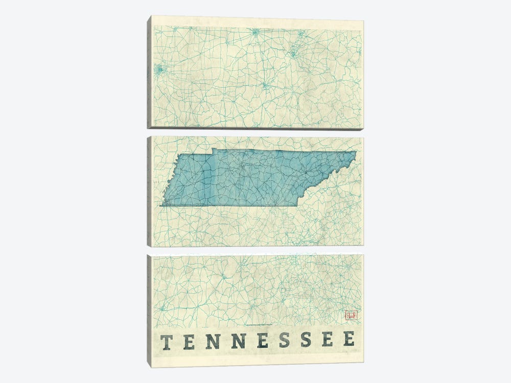 Tennessee Map by Hubert Roguski 3-piece Art Print