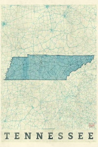 Hubert Roguski: Tennessee Map by Hubert Roguski