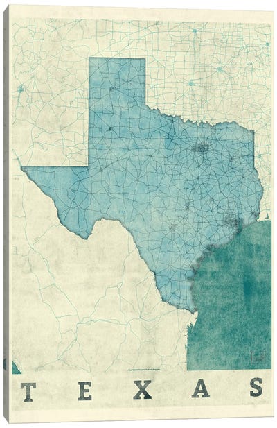 Texas Map Canvas Art Print - Texas Art