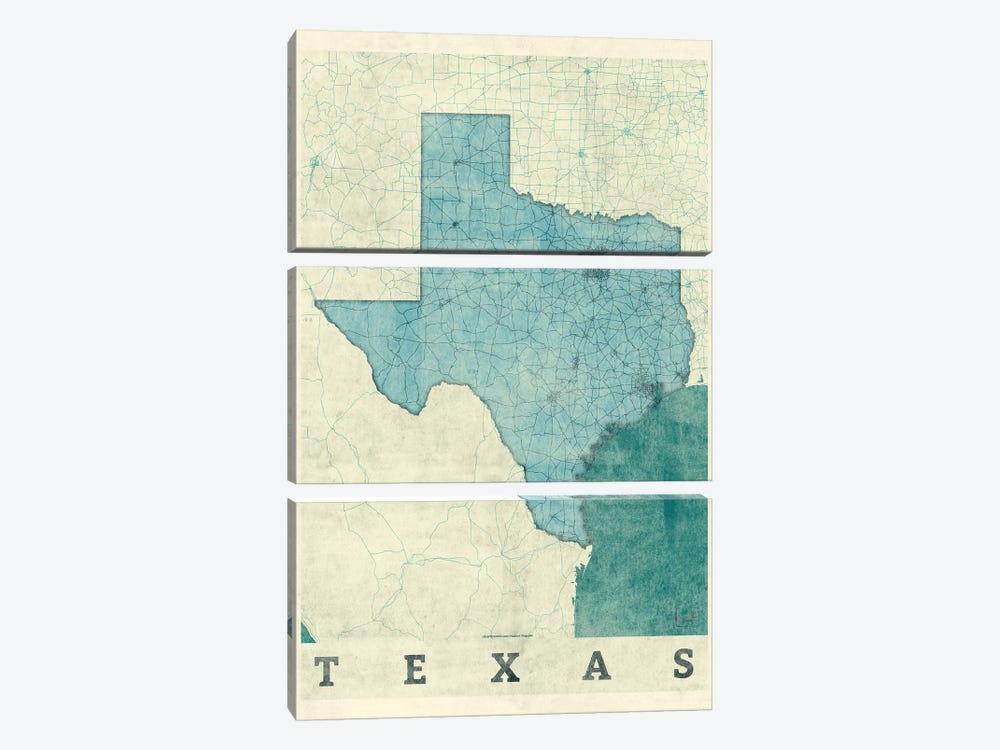 Texas Map by Hubert Roguski 3-piece Canvas Wall Art