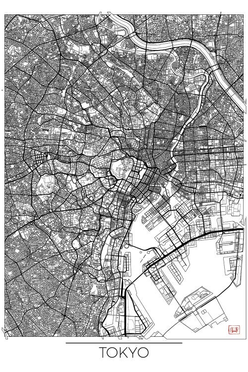 Tokyo Minimal Urban Blueprint Map