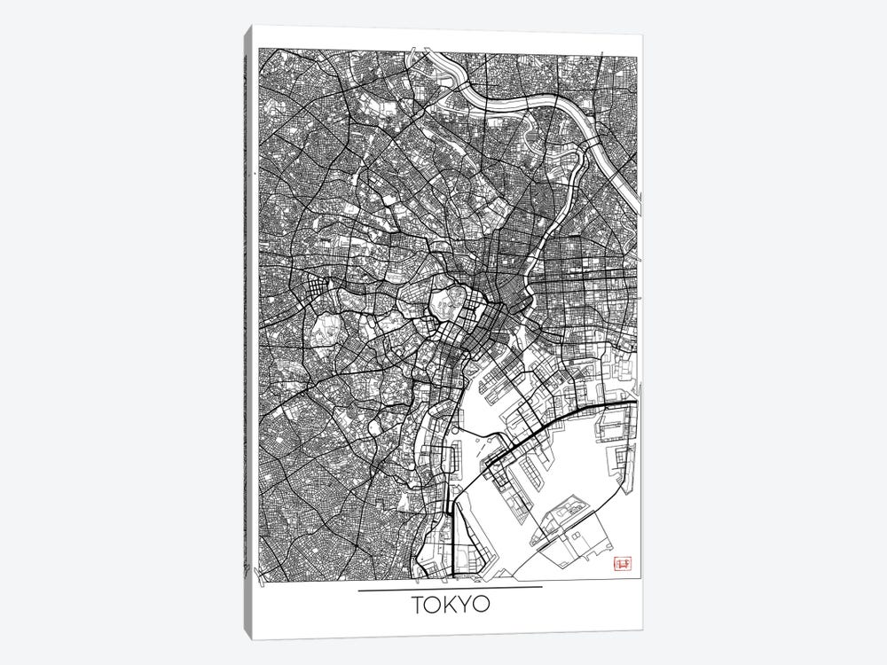 Tokyo Minimal Urban Blueprint Map by Hubert Roguski 1-piece Canvas Artwork