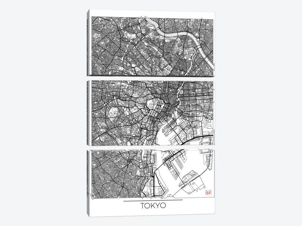 Tokyo Minimal Urban Blueprint Map by Hubert Roguski 3-piece Canvas Artwork