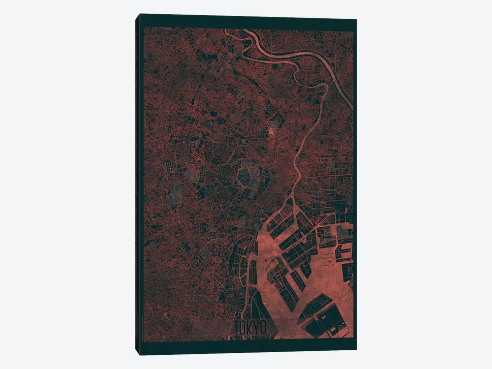 Tokyo Infrared Urban Blueprint Map by Hubert Roguski 1-piece Canvas Print