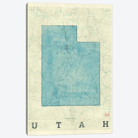 Utah Map Canvas Print #HUR381} by Hubert Roguski Canvas Art Print