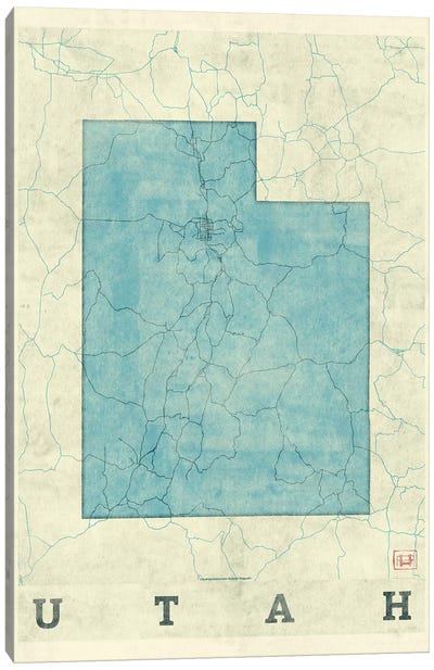 Utah Map Canvas Art Print - Utah