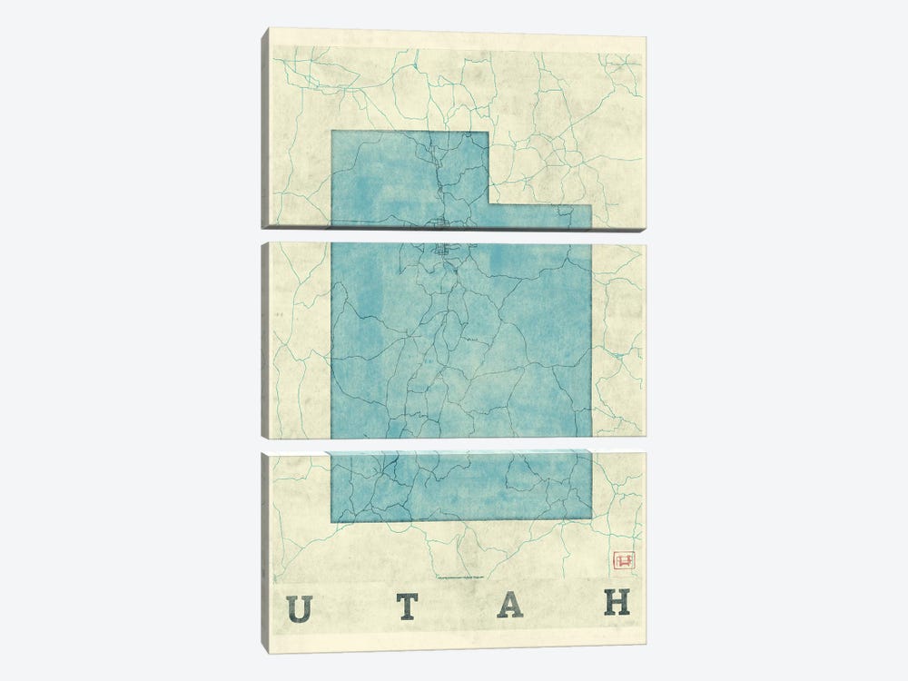 Utah Map by Hubert Roguski 3-piece Canvas Print