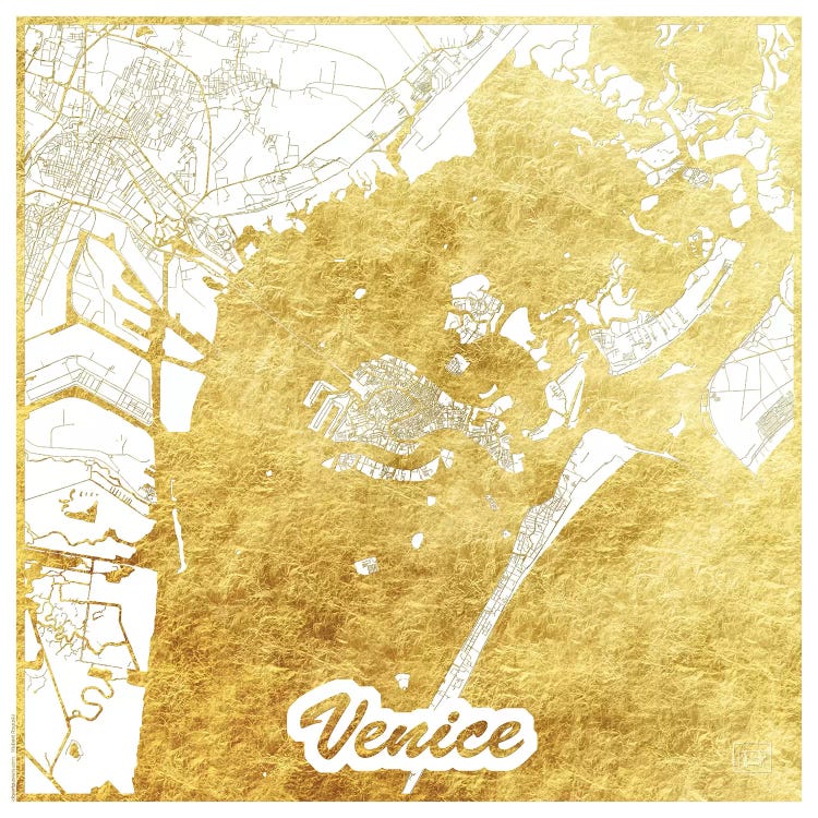 Venice Gold Leaf Urban Blueprint Map