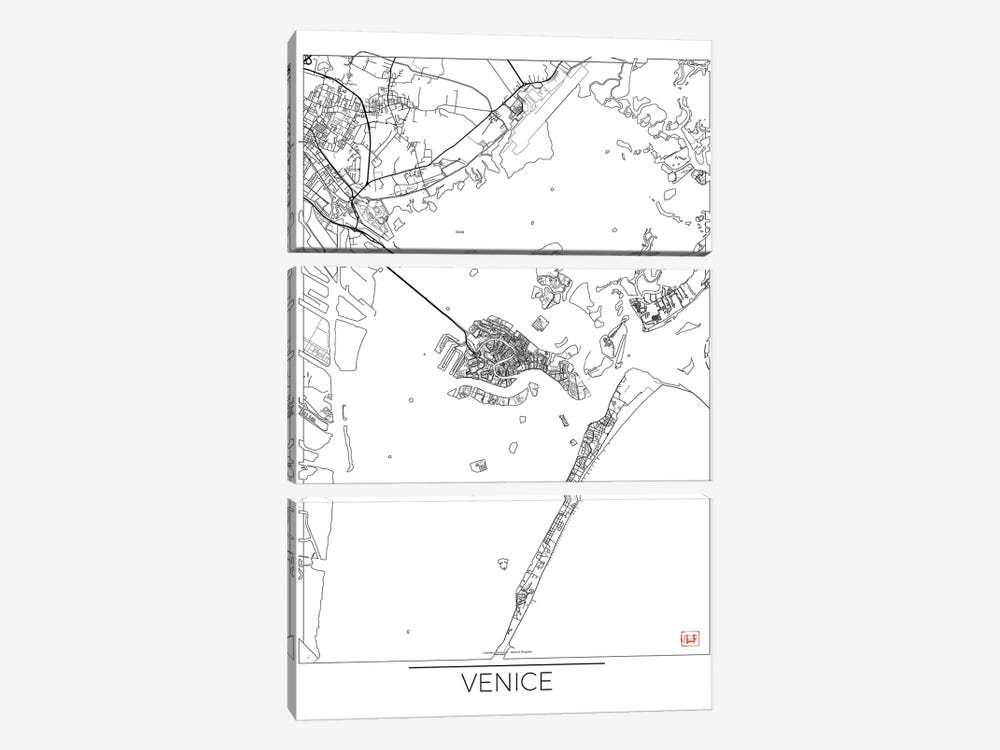 Venice Minimal Urban Blueprint Map by Hubert Roguski 3-piece Art Print