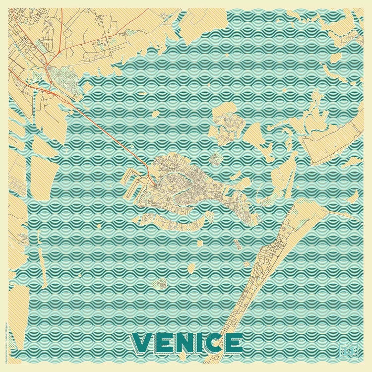 Venice Retro Urban Blueprint Map