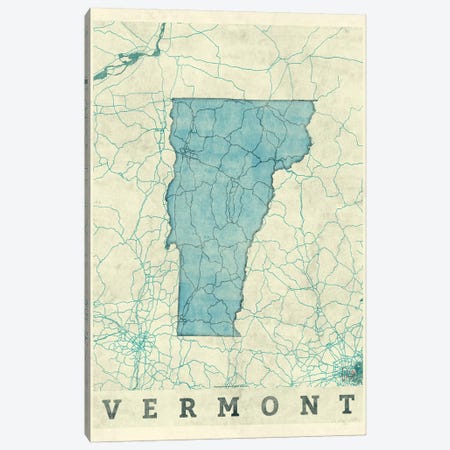 Vermont Map Canvas Print #HUR387} by Hubert Roguski Canvas Wall Art