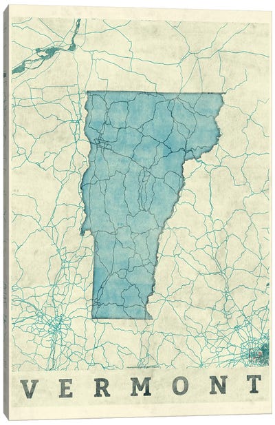 Vermont Map Canvas Art Print - Vermont Art