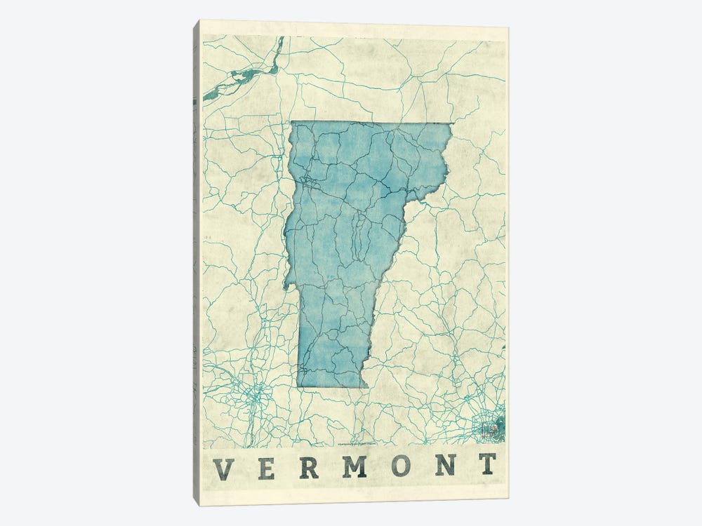 Vermont Map by Hubert Roguski 1-piece Canvas Print