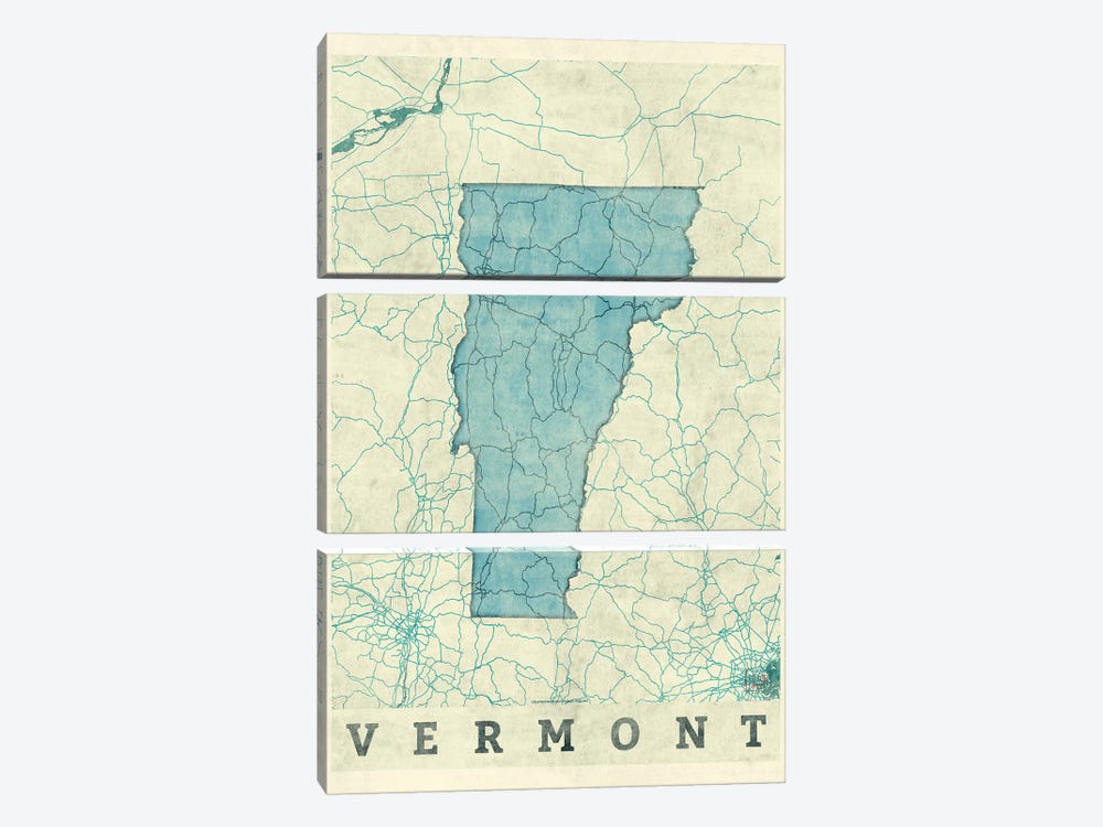 Vermont Map by Hubert Roguski 3-piece Art Print