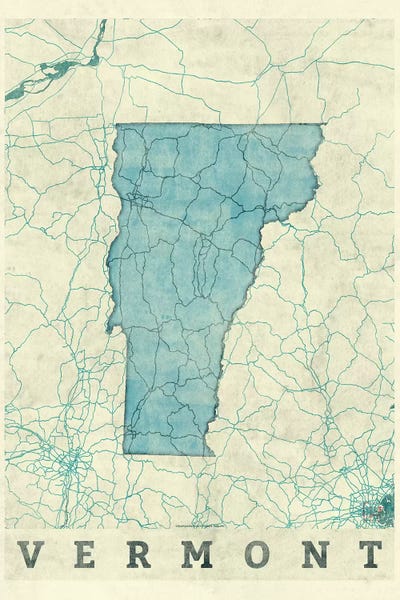 Hubert Roguski: Vermont Map by Hubert Roguski