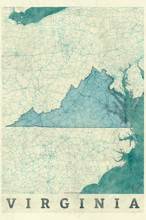 Virginia Map by Hubert Roguski wall art