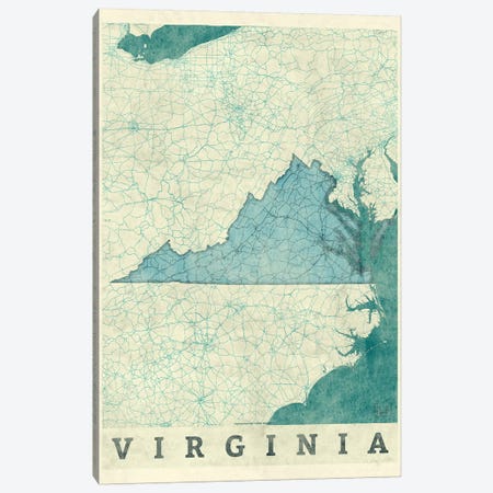 Virginia Map Canvas Print #HUR388} by Hubert Roguski Art Print