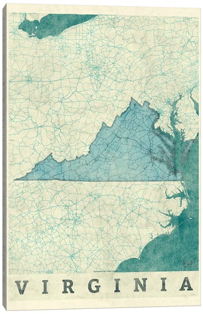Virginia Map Canvas Art Print - Hubert Roguski