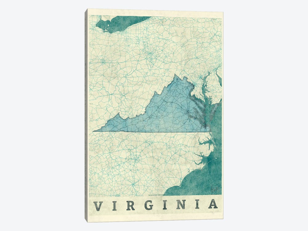 Virginia Map by Hubert Roguski 1-piece Canvas Artwork
