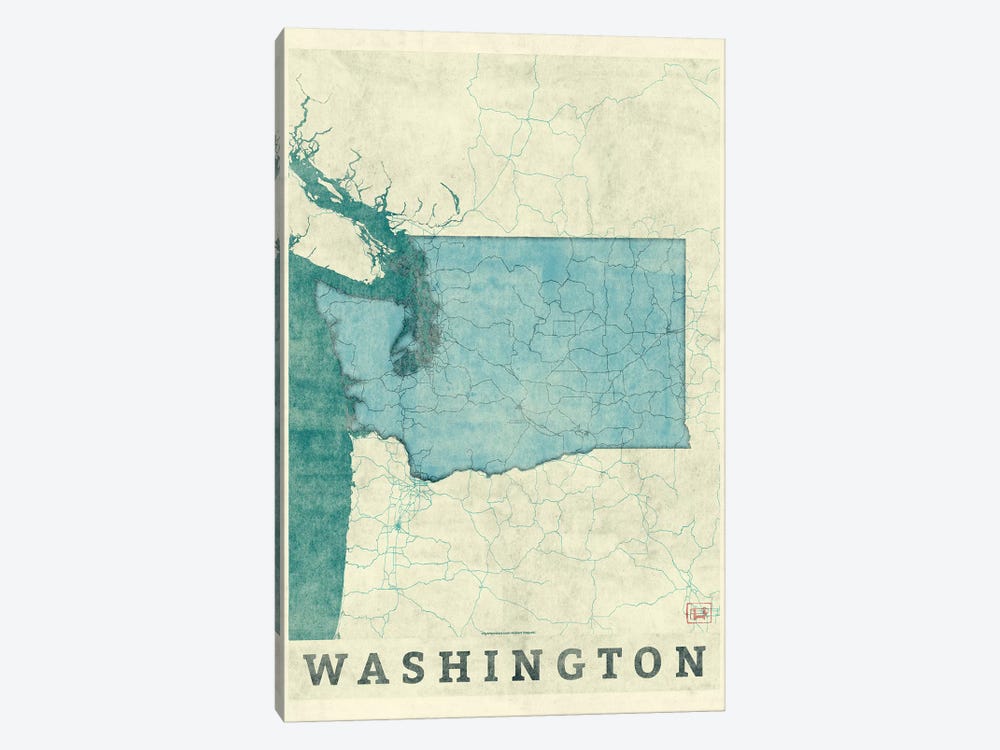 Washington Map by Hubert Roguski 1-piece Canvas Print