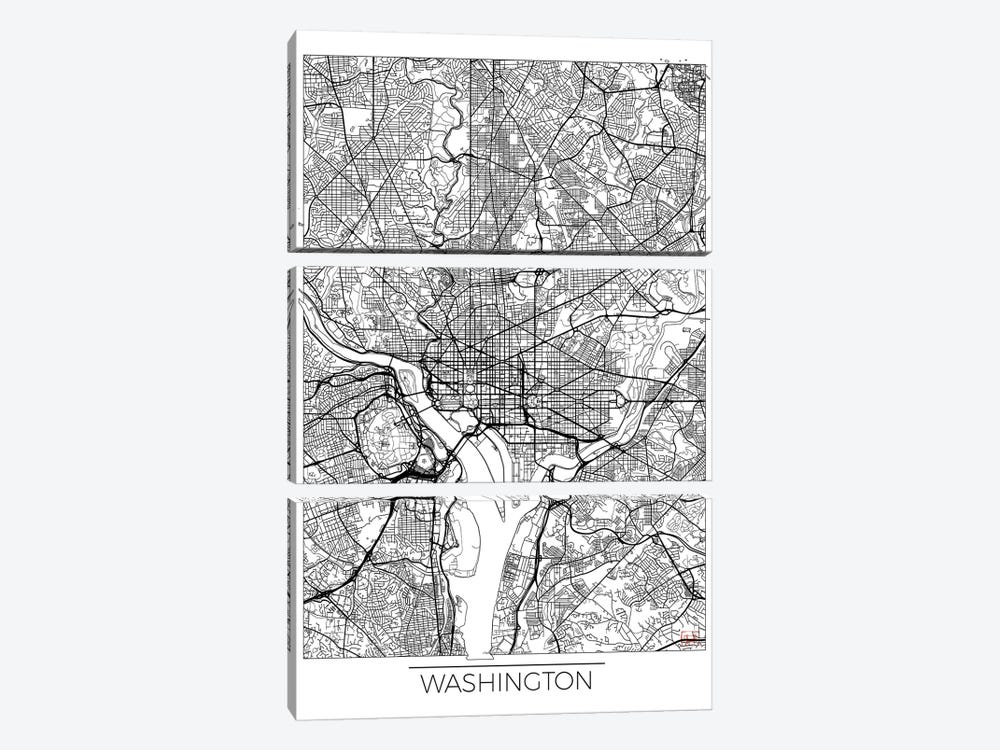 Washington, D.C. Minimal Urban Blueprint Map by Hubert Roguski 3-piece Canvas Artwork