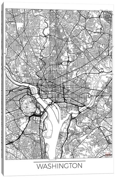 Washington, D.C. Minimal Urban Blueprint Map Canvas Art Print - Hubert Roguski