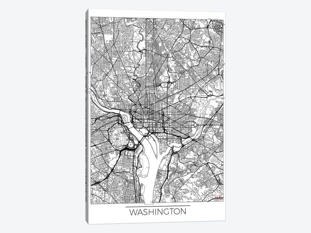 Washington, D.C. Minimal Urban Blueprint Map by Hubert Roguski 1-piece Canvas Artwork